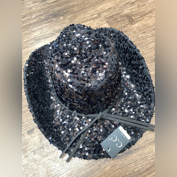 C.C Sequin Mesh Cowboy Hat Black BNWT - Picture 4 of 8